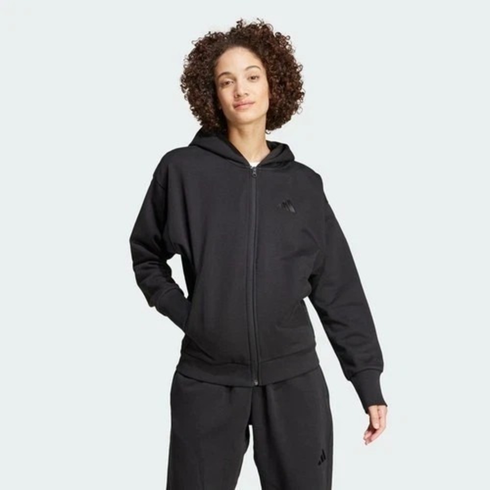 Adidas All Szn Full-Zip Hoodie Womens Black Fleece Sweatshirt IC6450